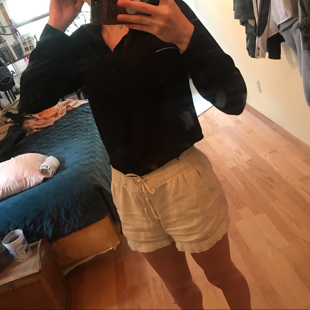 black see-through small button-down shirt